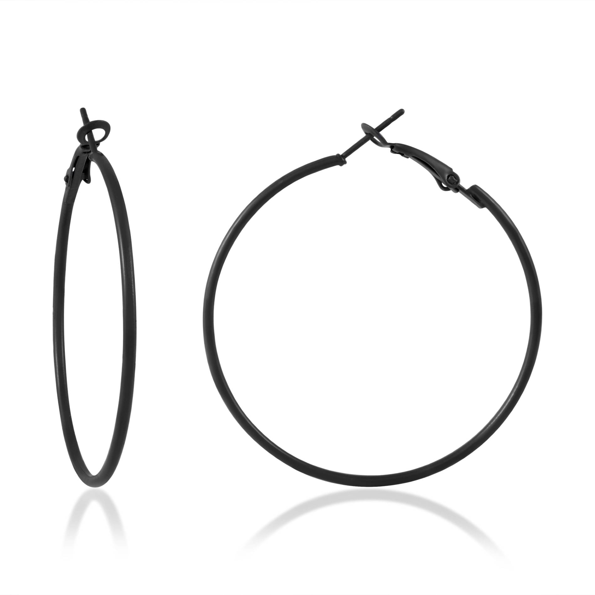     			ADMIER Black Hoops Earrings ( Pack of 1 )