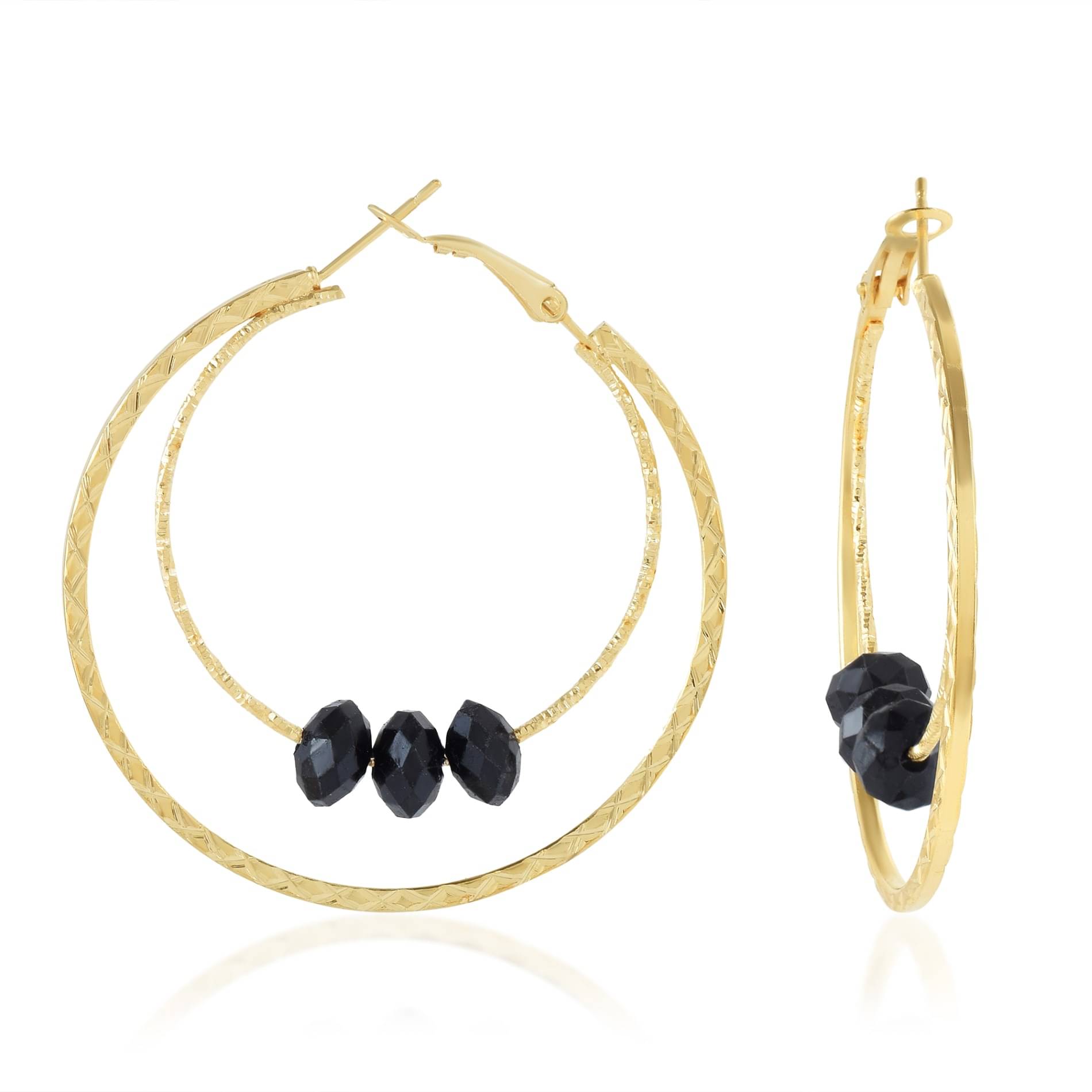     			ADMIER Black Hoops Earrings ( Pack of 1 )