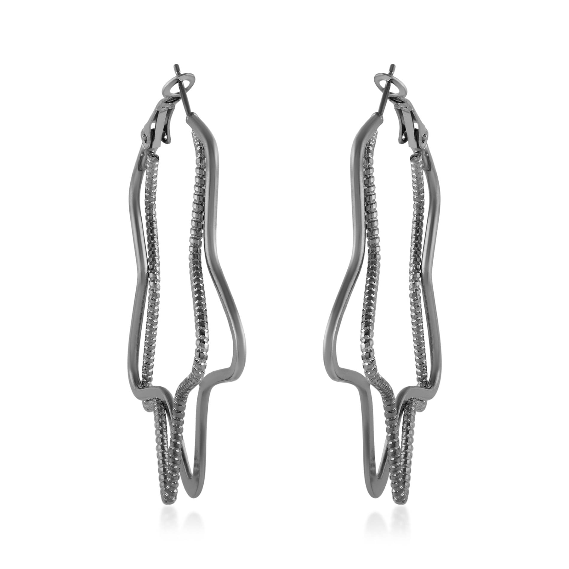     			ADMIER Gray Hoops Earrings ( Pack of 1 )