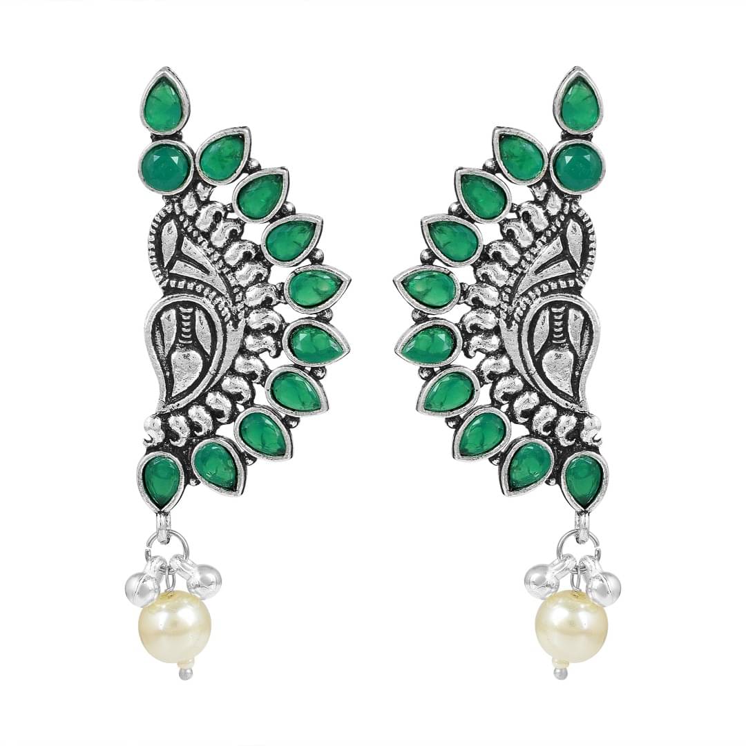     			ADMIER Green Danglers Earrings ( Pack of 1 )