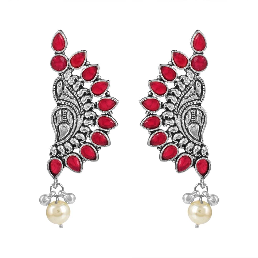     			ADMIER Red Danglers Earrings ( Pack of 1 )