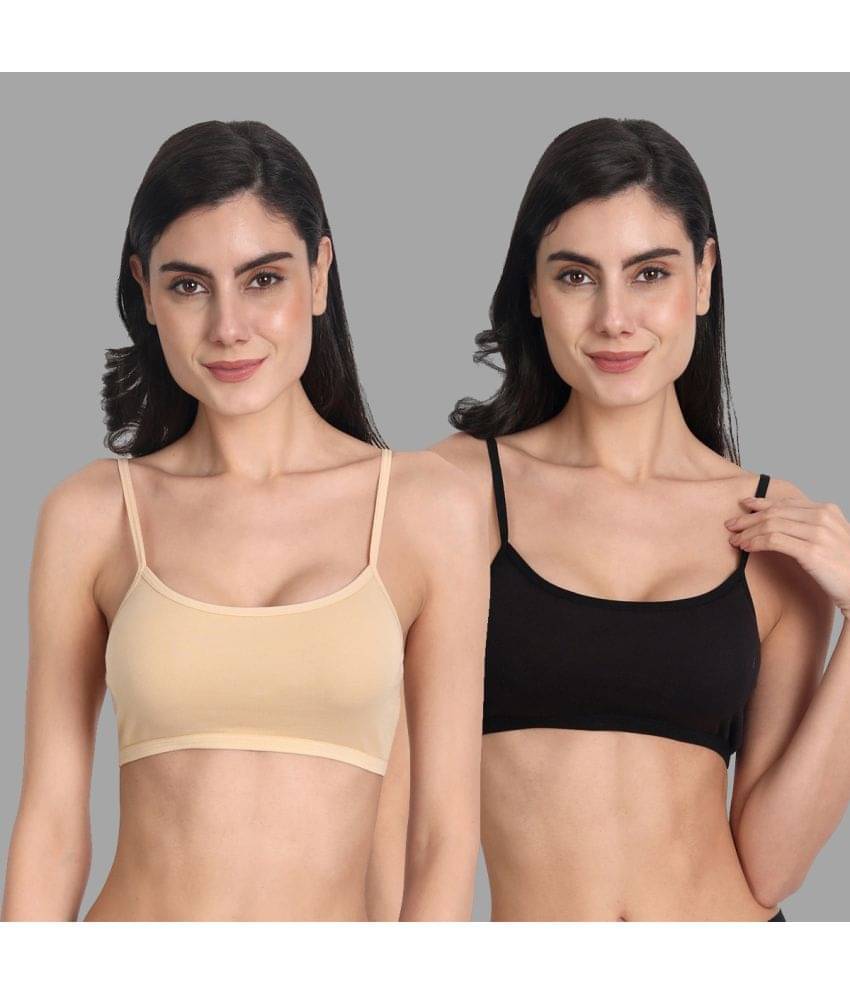 AIMLY Brown Cotton Blend Non Padded Women's Sports Bra ( Pack of 2 ) AIMLY Brown Cotton Blend Non Padded Women's Sports Bra ( Pack of 2 )
