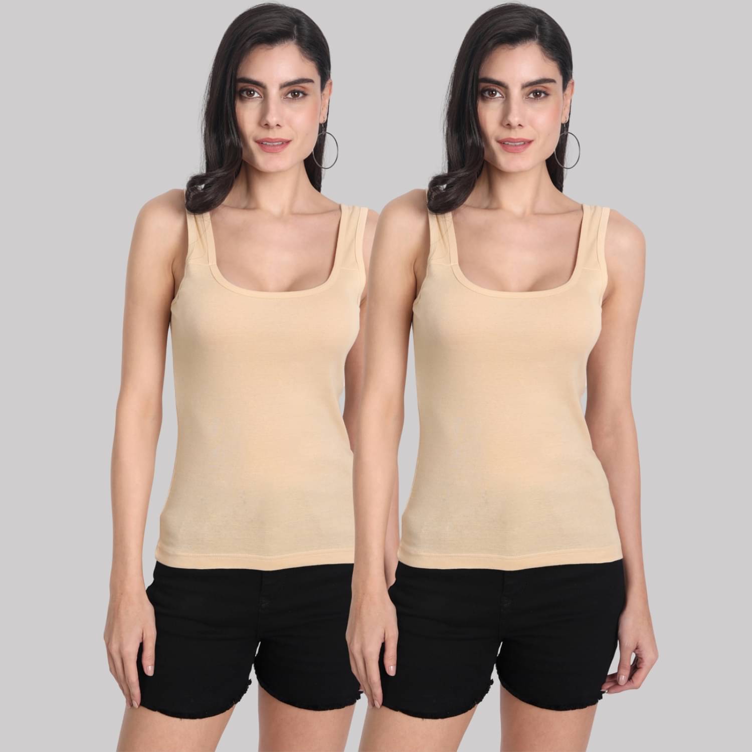 AIMLY Cotton Camisoles - Beige Pack of 2     			AIMLY Cotton Camisoles - Beige Pack of 2