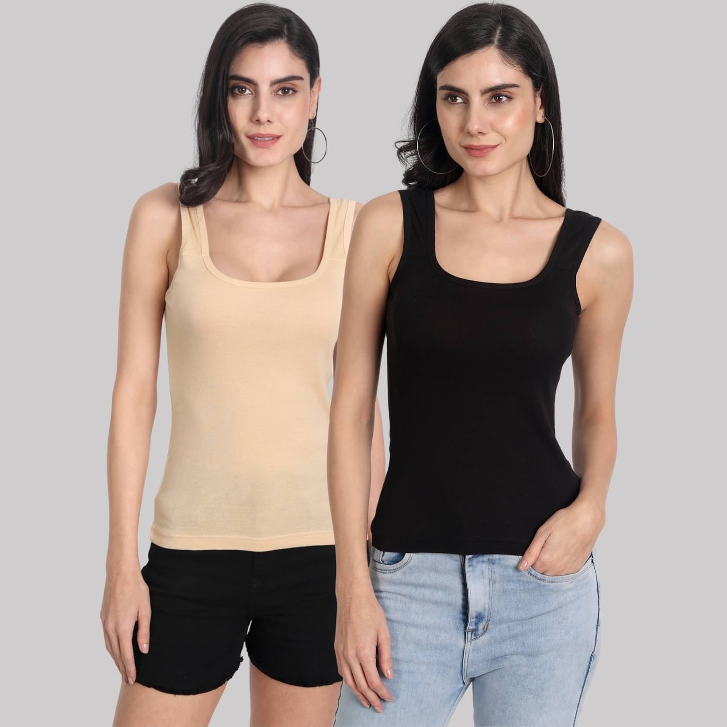 AIMLY Cotton Camisoles - Black Pack of 2 AIMLY Cotton Camisoles - Black Pack of 2