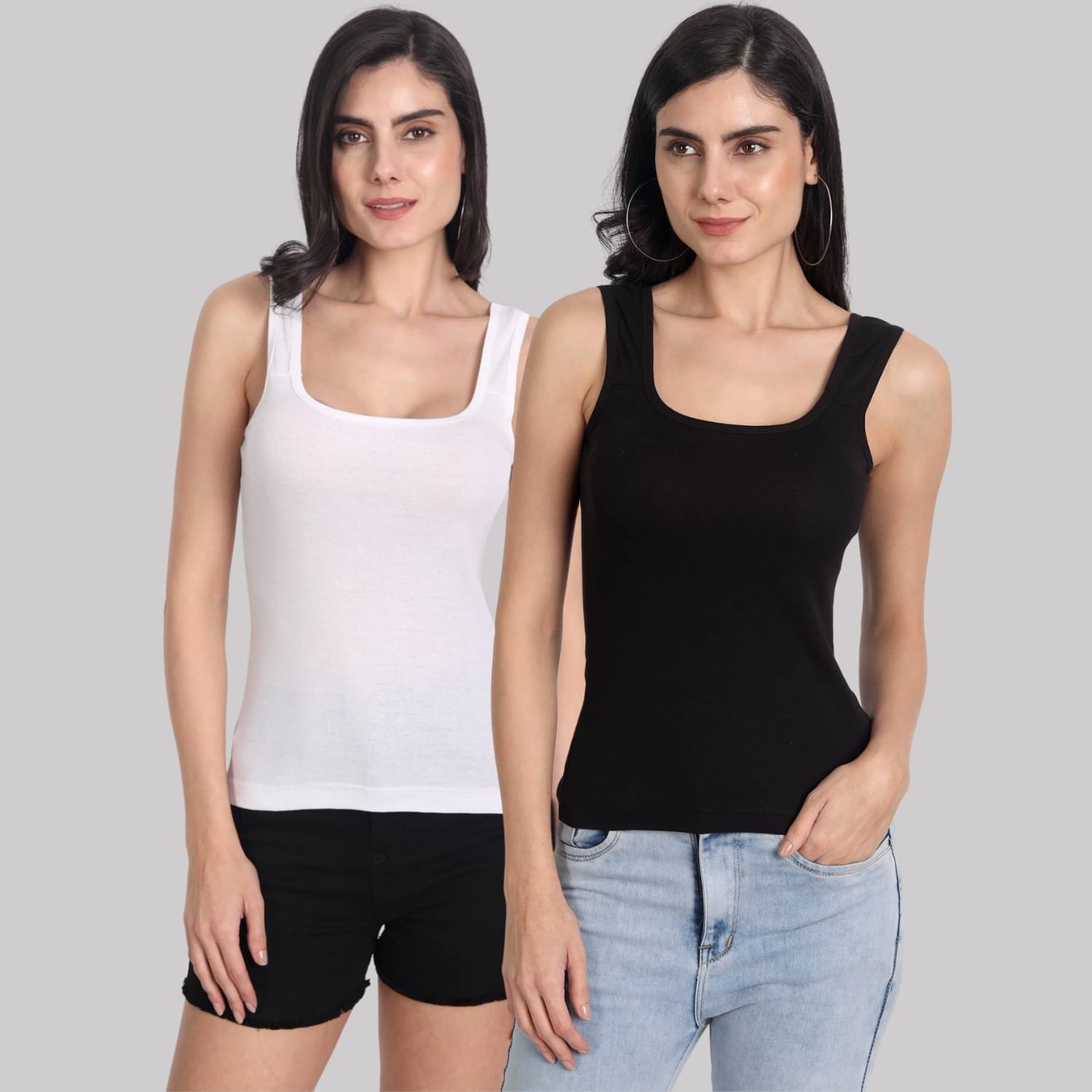 AIMLY Cotton Camisoles - White Pack of 2 AIMLY Cotton Camisoles - White Pack of 2