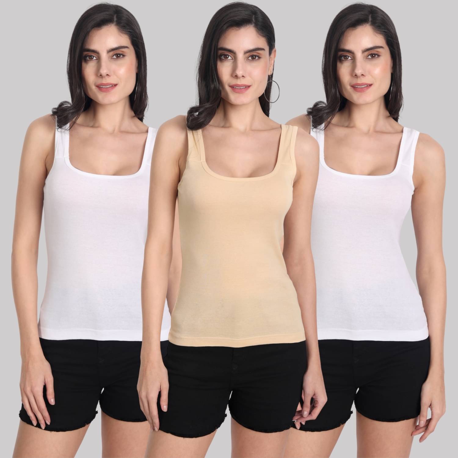 AIMLY Cotton Camisoles - White Pack of 3 AIMLY Cotton Camisoles - White Pack of 3