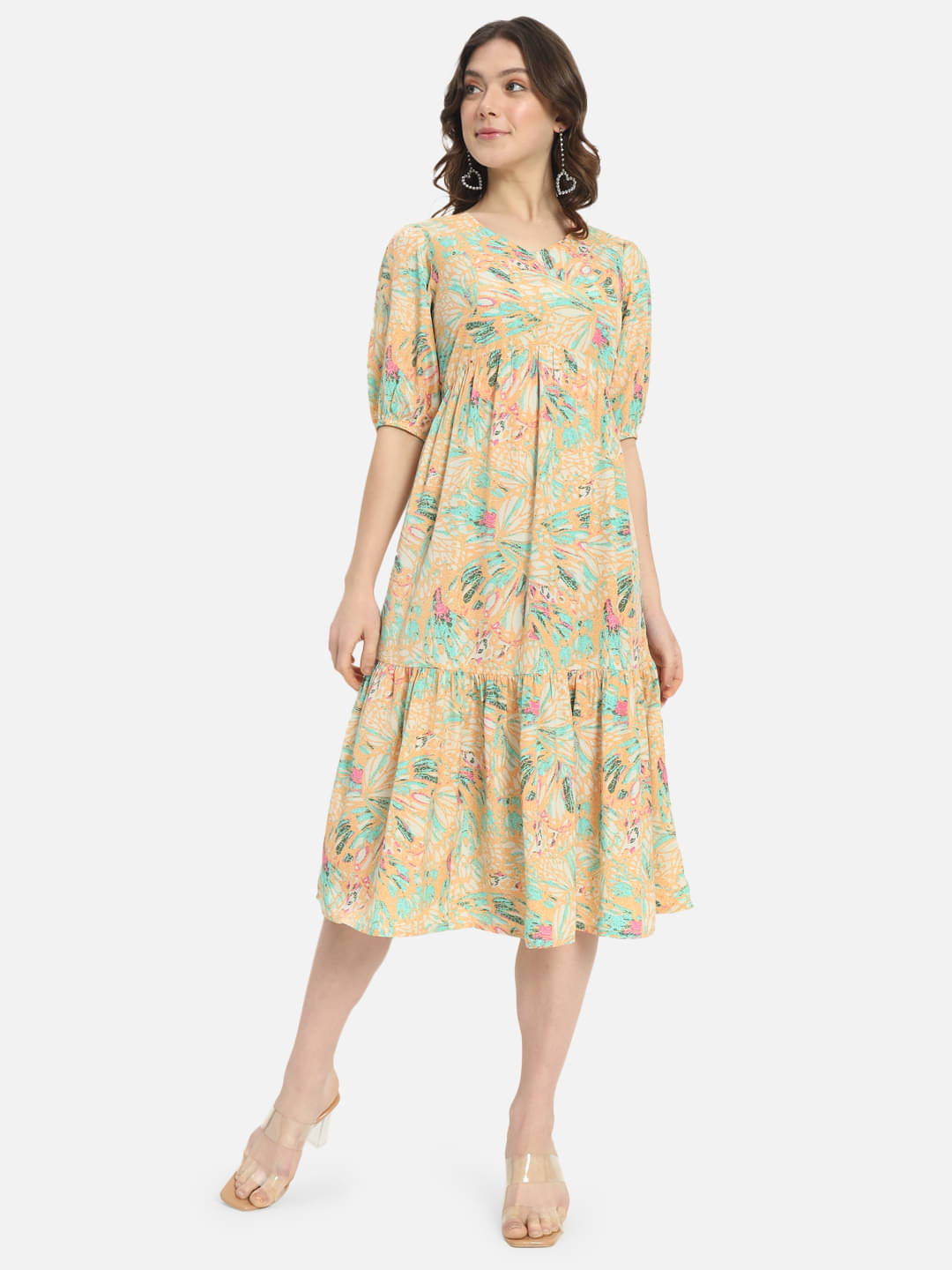     			ALL WAYS YOU Women Crepe Printed Fit & Flare Dress ( Multicolor )