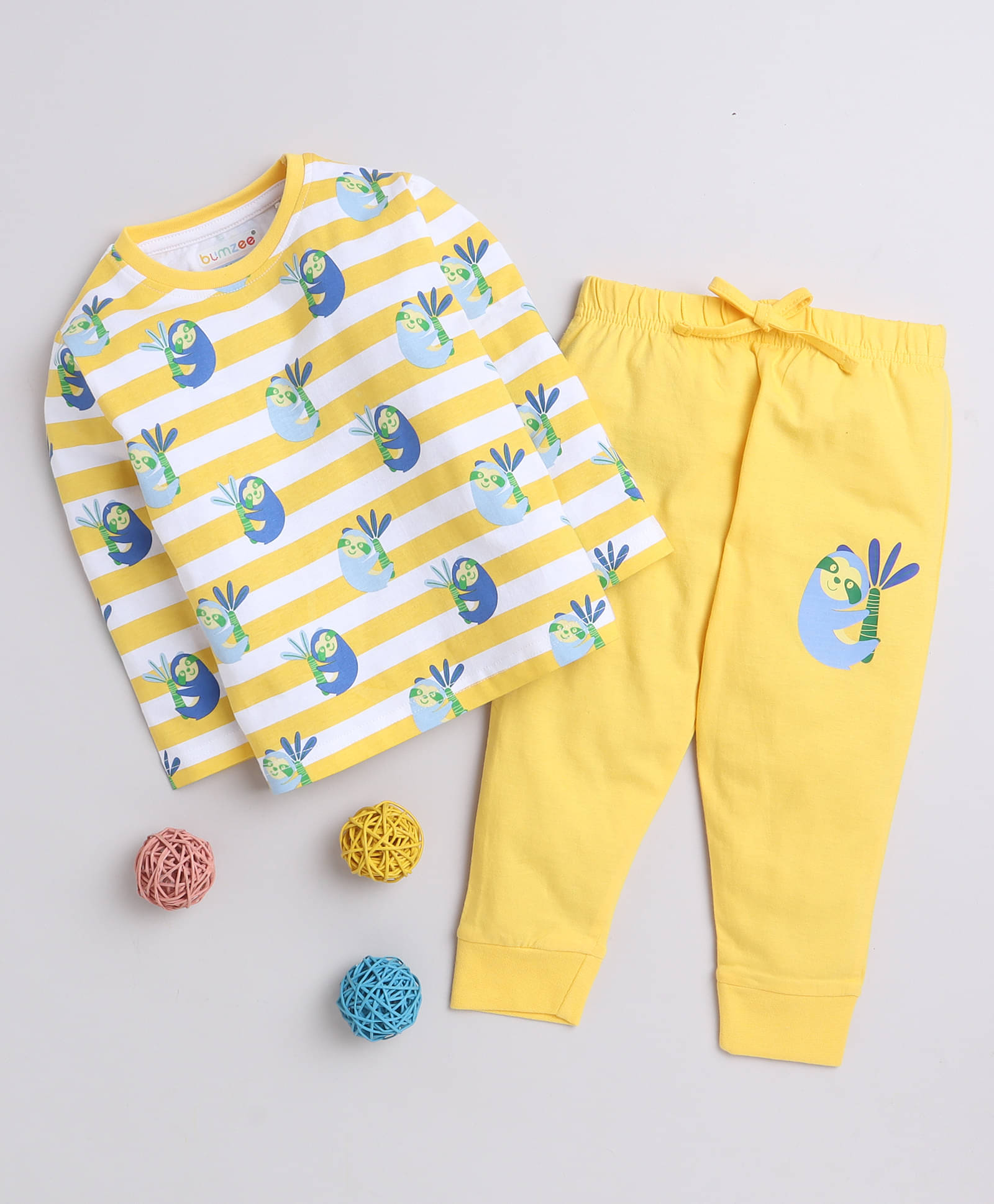 BUMZEE Pack of 2 Baby Boys 100% Cotton Tshirt & Pajama set ( Yellow ) BUMZEE Pack of 2 Baby Boys 100% Cotton Tshirt & Pajama set ( Yellow )