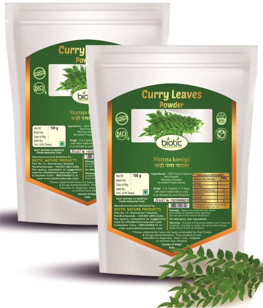 Biotic Curry leaves powder - Curry leaf - Kadhi patta - Kadi patta powder 200 gm Biotic Curry leaves powder - Curry leaf - Kadhi patta - Kadi patta powder 200 gm