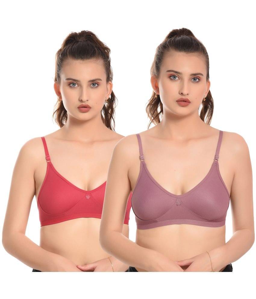     			Elina Pack of 2 Cotton Non Padded Women's Everyday Bra ( Multicolor ) RM-LORIYA-PINK-MAUVE
