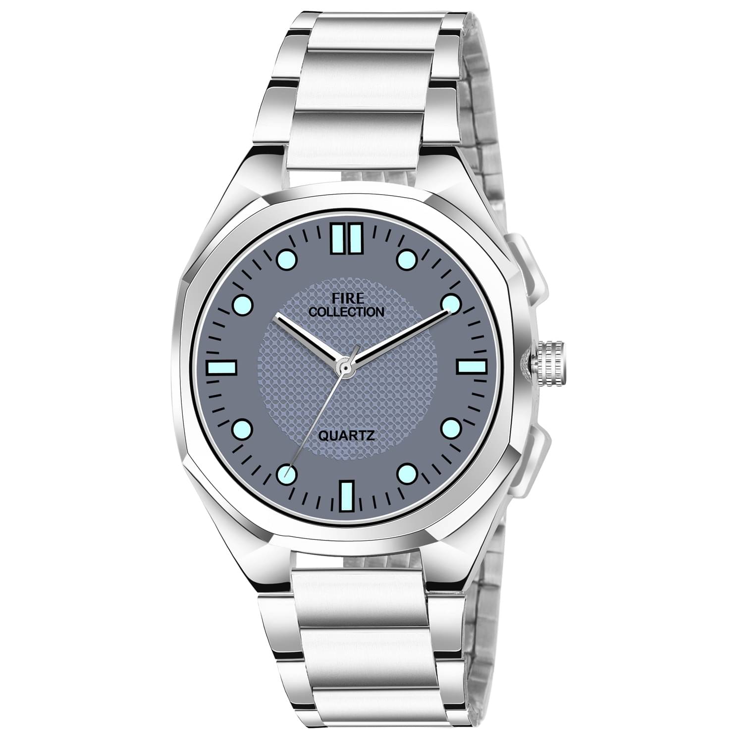 Fire Collection Silver Stainless Steel Analog Men's Watch Fire Collection Silver Stainless Steel Analog Men's Watch