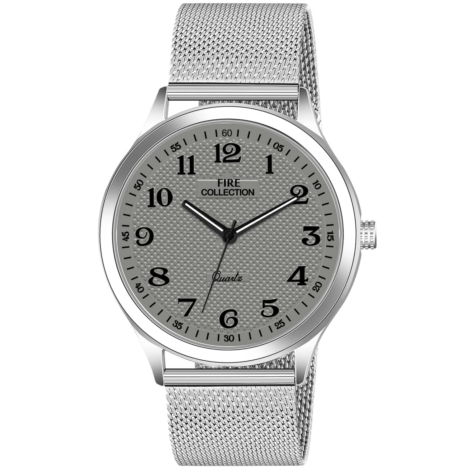 Fire Collection Silver Stainless Steel Analog Men's Watch