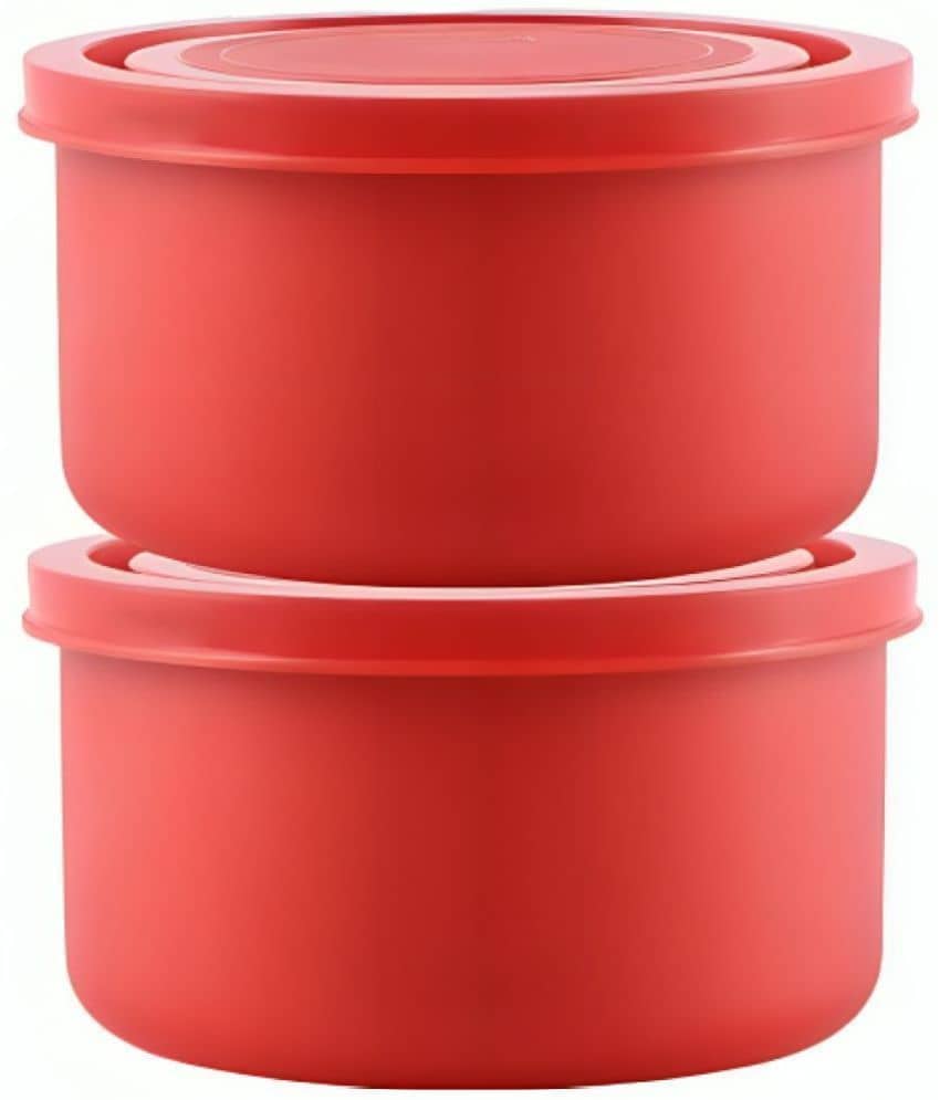 Kitcorner Lock N Steel Steel Red Food Container ( Set of 2 )