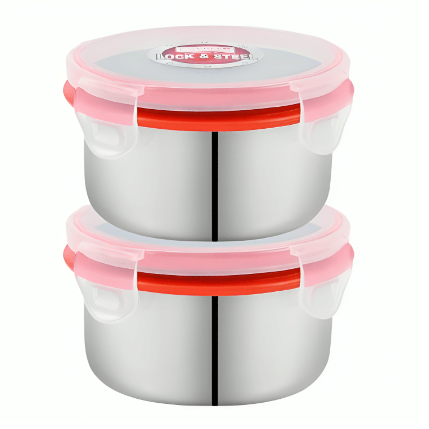 Kitcorner Lock N Steel Steel Red Food Container ( Set of 2 )