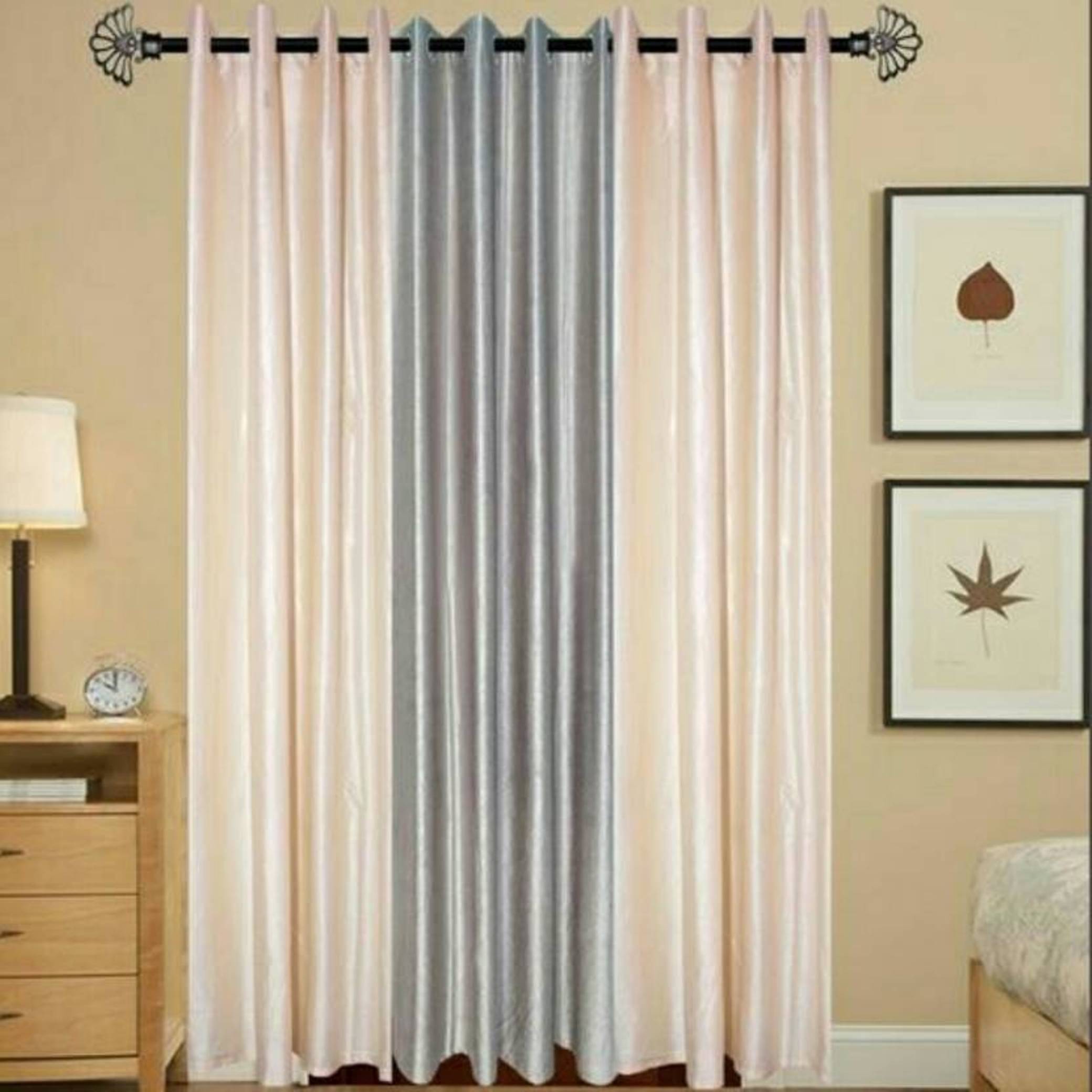     			BELLA TRUE Solid SemiTransparent Eyelet Curtain 7 ft ( Pack of 3 )  Multicolor