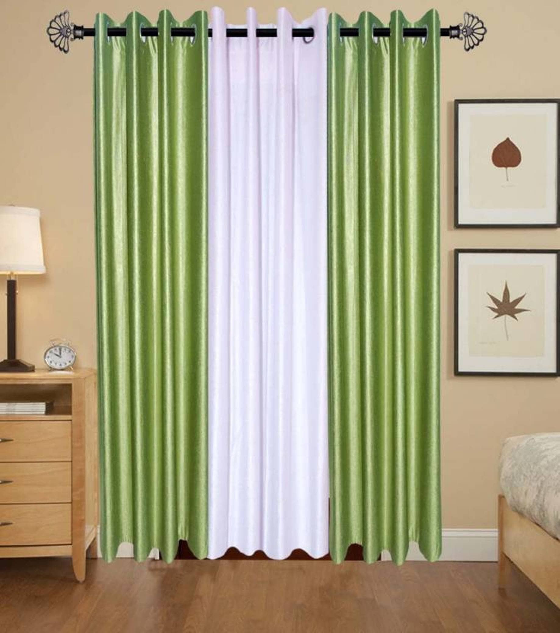 BELLA TRUE Solid SemiTransparent Eyelet Curtain 7 ft ( Pack of 3 )  Multicolor
