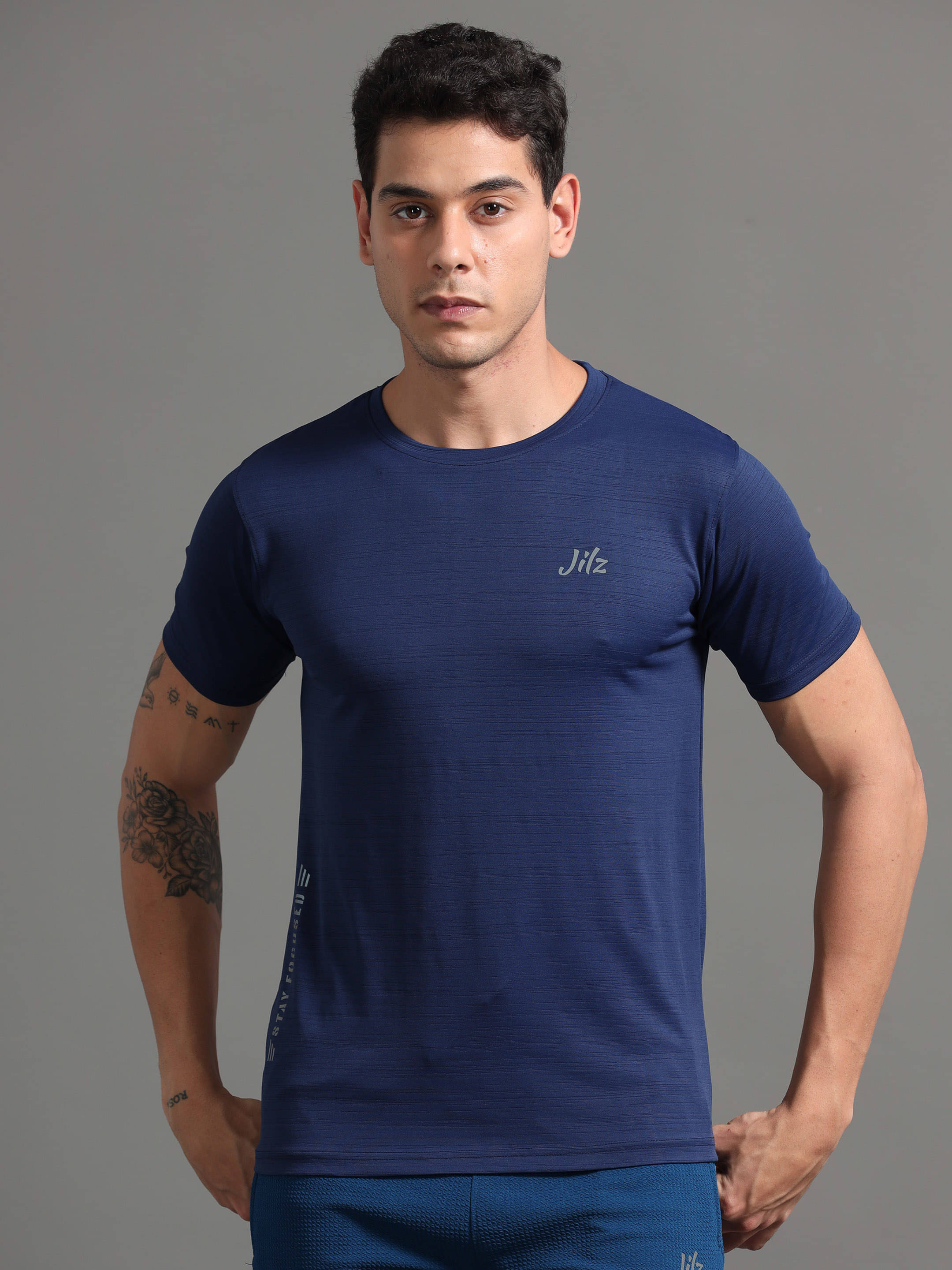     			JILZ Pack of 1 Polyester Regular Fit Men's T-Shirt ( Navy )
