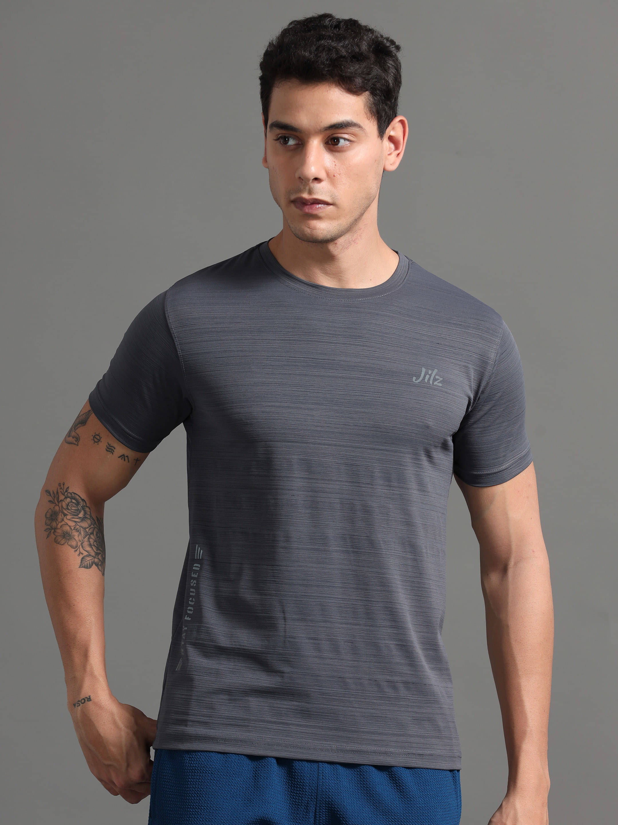     			JILZ Pack of 1 Polyester Regular Fit Men's T-Shirt ( Grey )