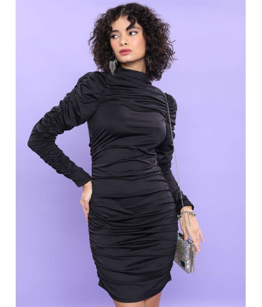 Ketch Women Polyester Blend Solid Bodycon Dress ( Black ) Ketch Women Polyester Blend Solid Bodycon Dress ( Black )