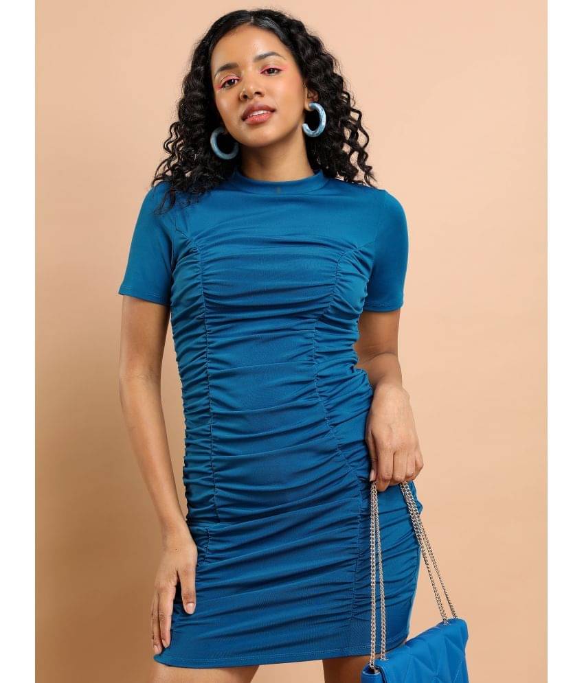 Ketch Women Polyester Blend Solid Bodycon Dress ( Blue ) Ketch Women Polyester Blend Solid Bodycon Dress ( Blue )
