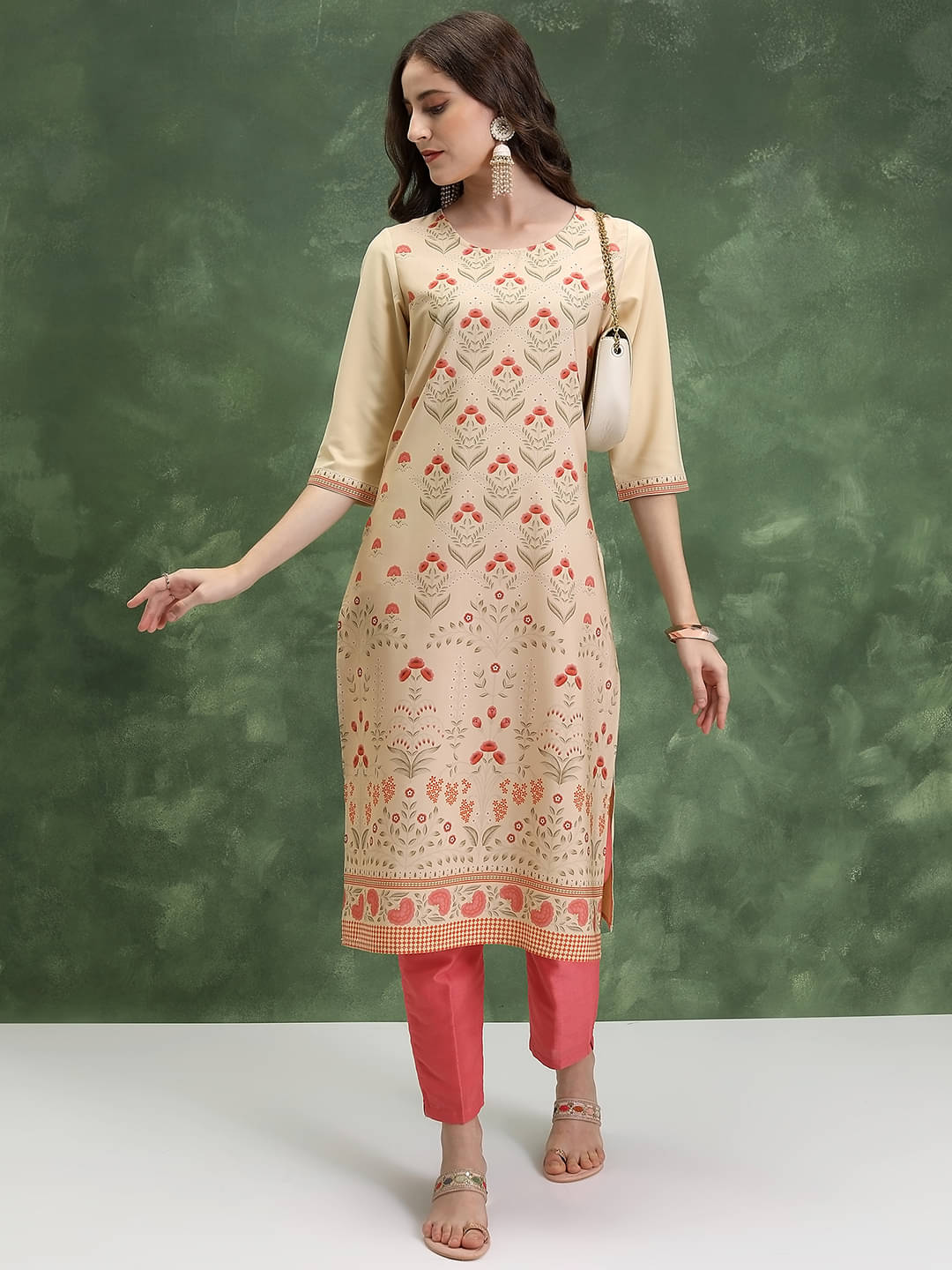 Ketch Polyester Printed Straight Women's Kurti - Cream ( Pack of 1 ) Ketch Polyester Printed Straight Women's Kurti - Cream ( Pack of 1 )