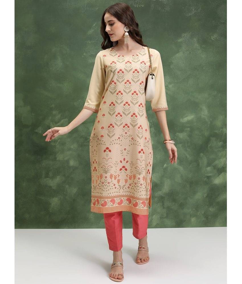 Ketch Polyester Printed Straight Women's Kurti - Cream ( Pack of 1 )     			Ketch Polyester Printed Straight Women's Kurti - Cream ( Pack of 1 )