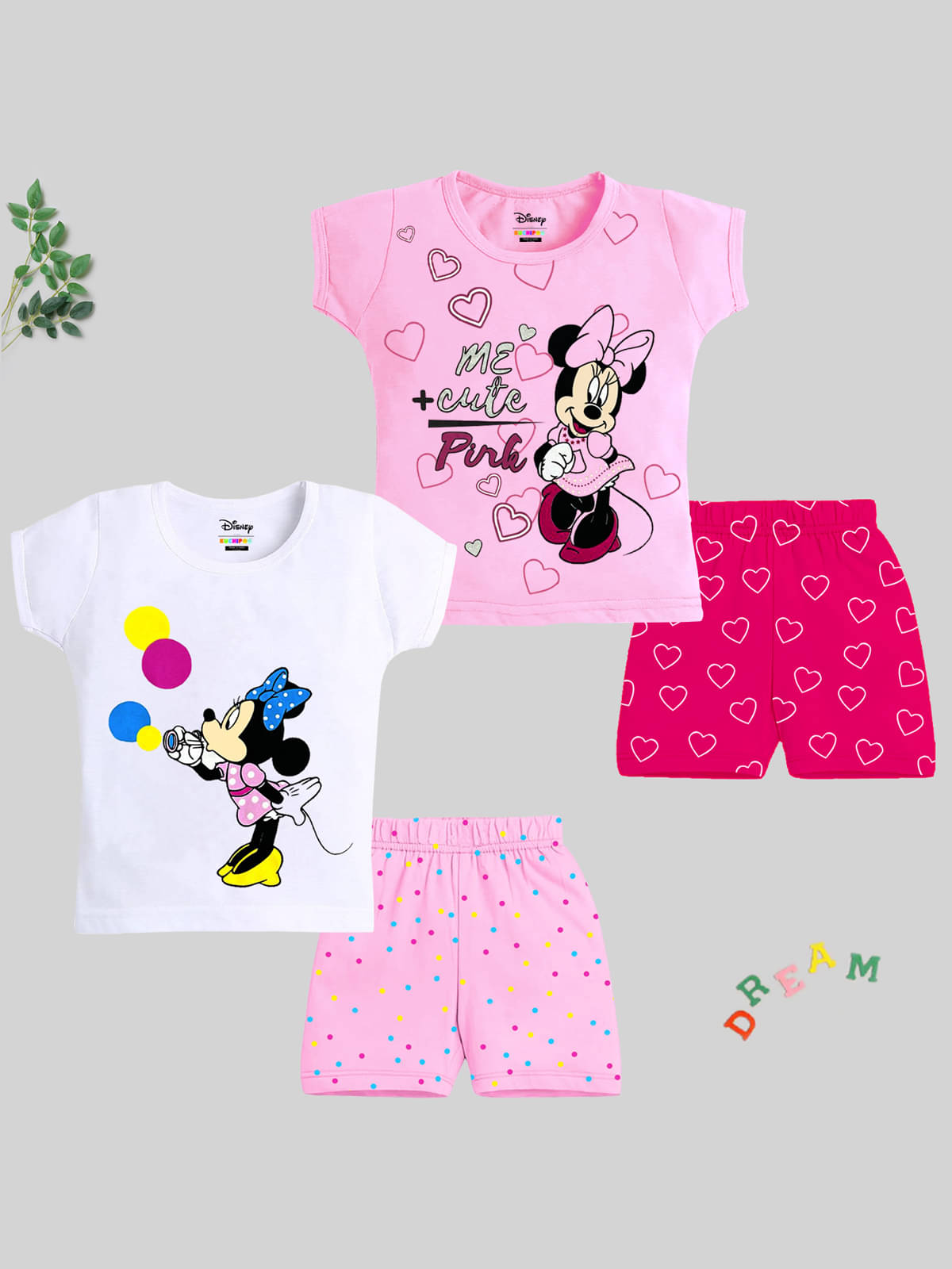     			Kuchipoo Multi Color Cotton Blend Girls Top With Shorts ( Pack of 2 )
