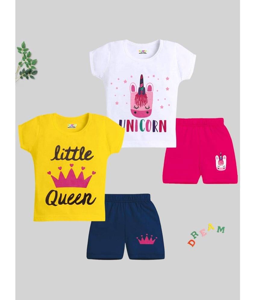     			Kuchipoo Multicolor Cotton Blend Baby Girl Top & Shorts ( Pack of 2 )