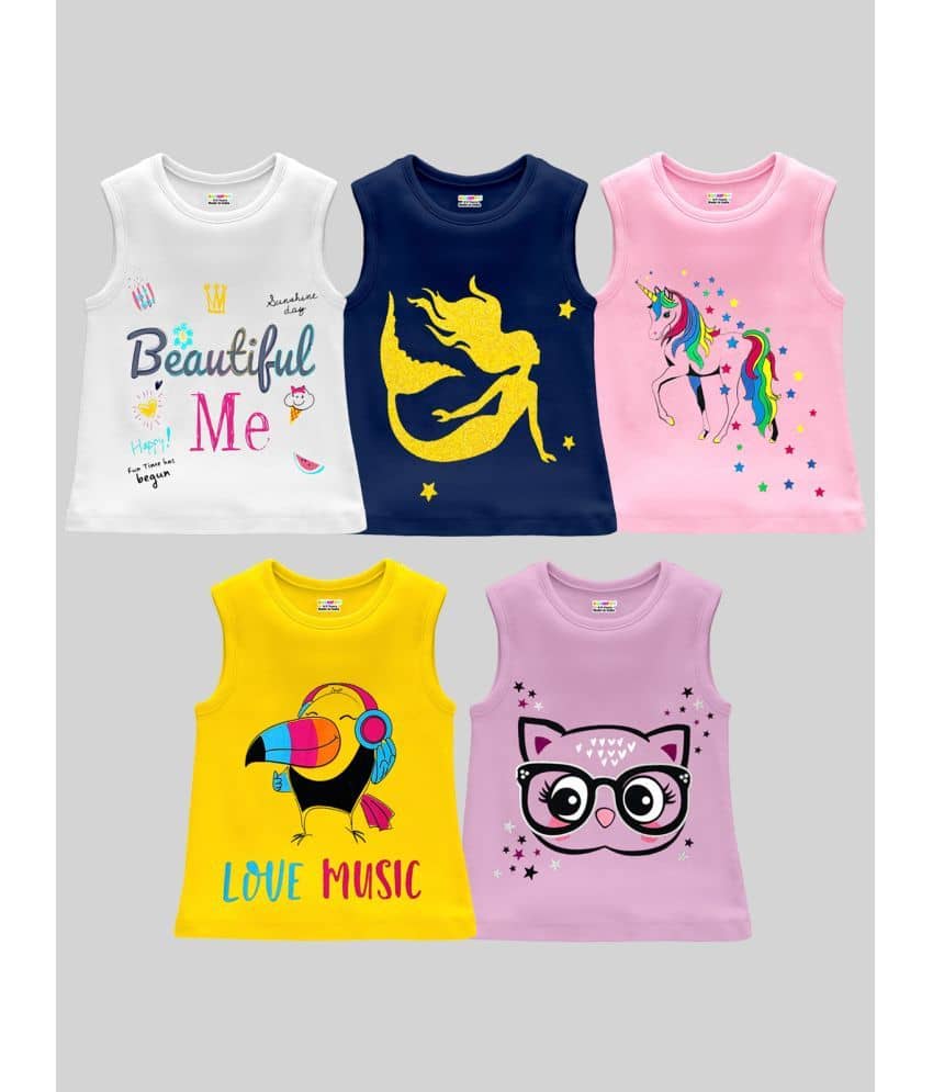 Kuchipoo Pack of 5 Girls Cotton Blend T-Shirt ( Multicolor4 )