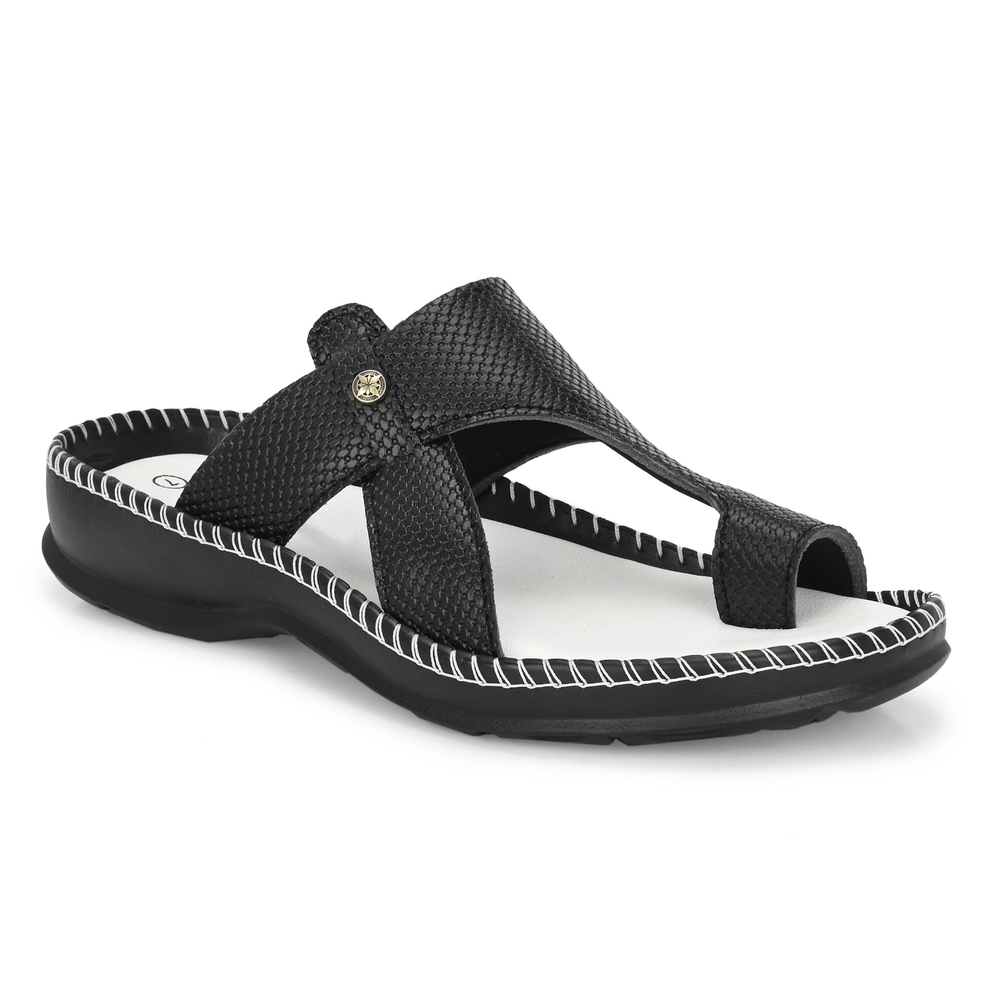     			Leeport Black Men's Leather Slipper