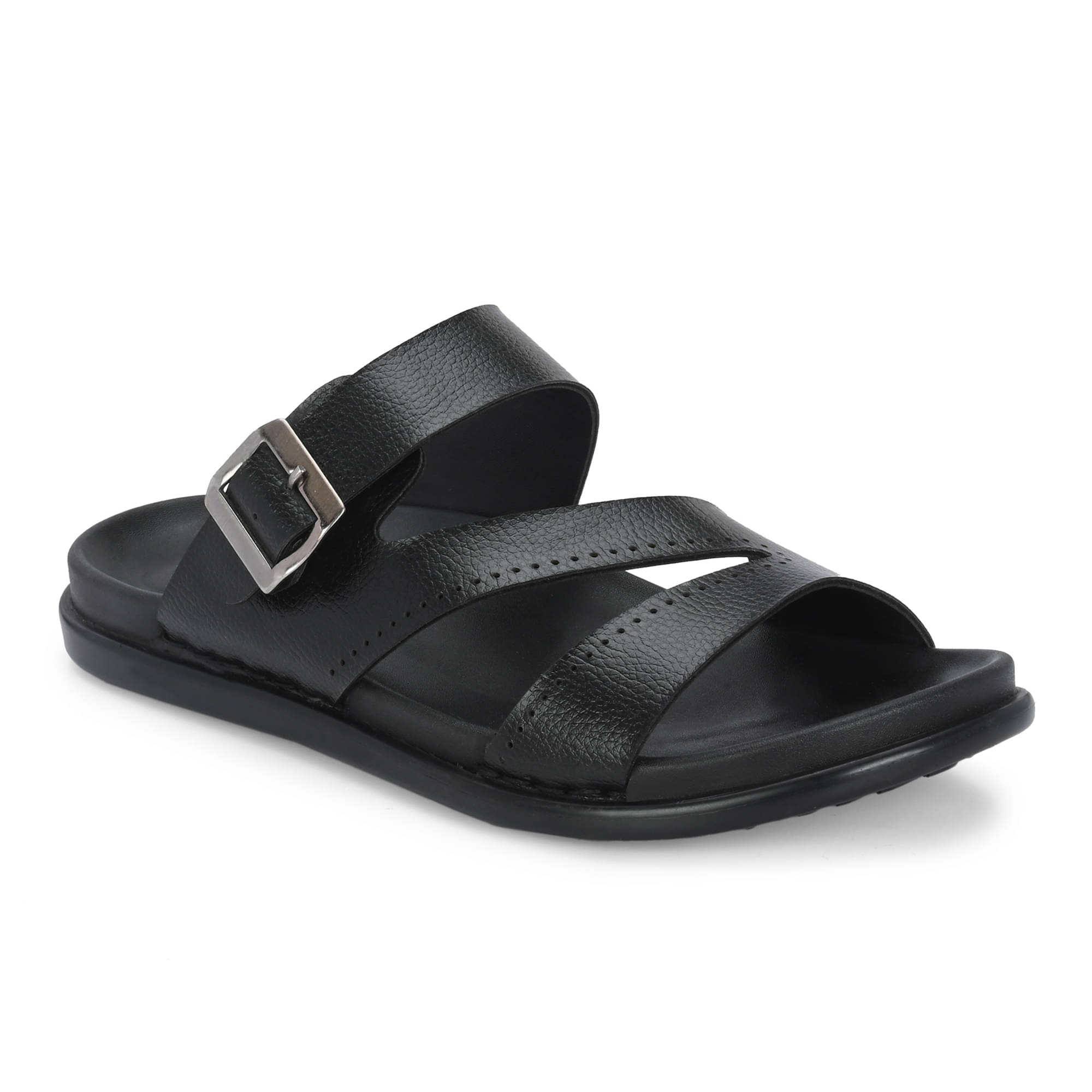     			Leeport Black Men's Leather Slipper