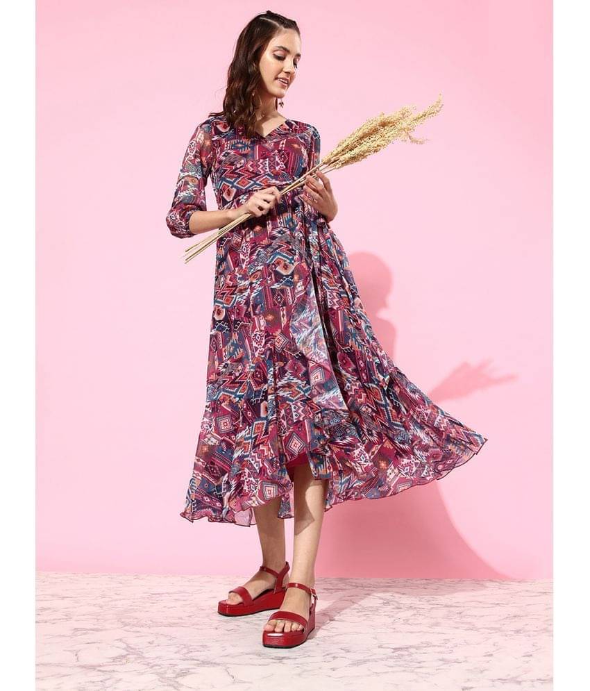 Miss Chase Women Chiffon Printed Wrap Dress ( Multi Color ) Miss Chase Women Chiffon Printed Wrap Dress ( Multi Color )