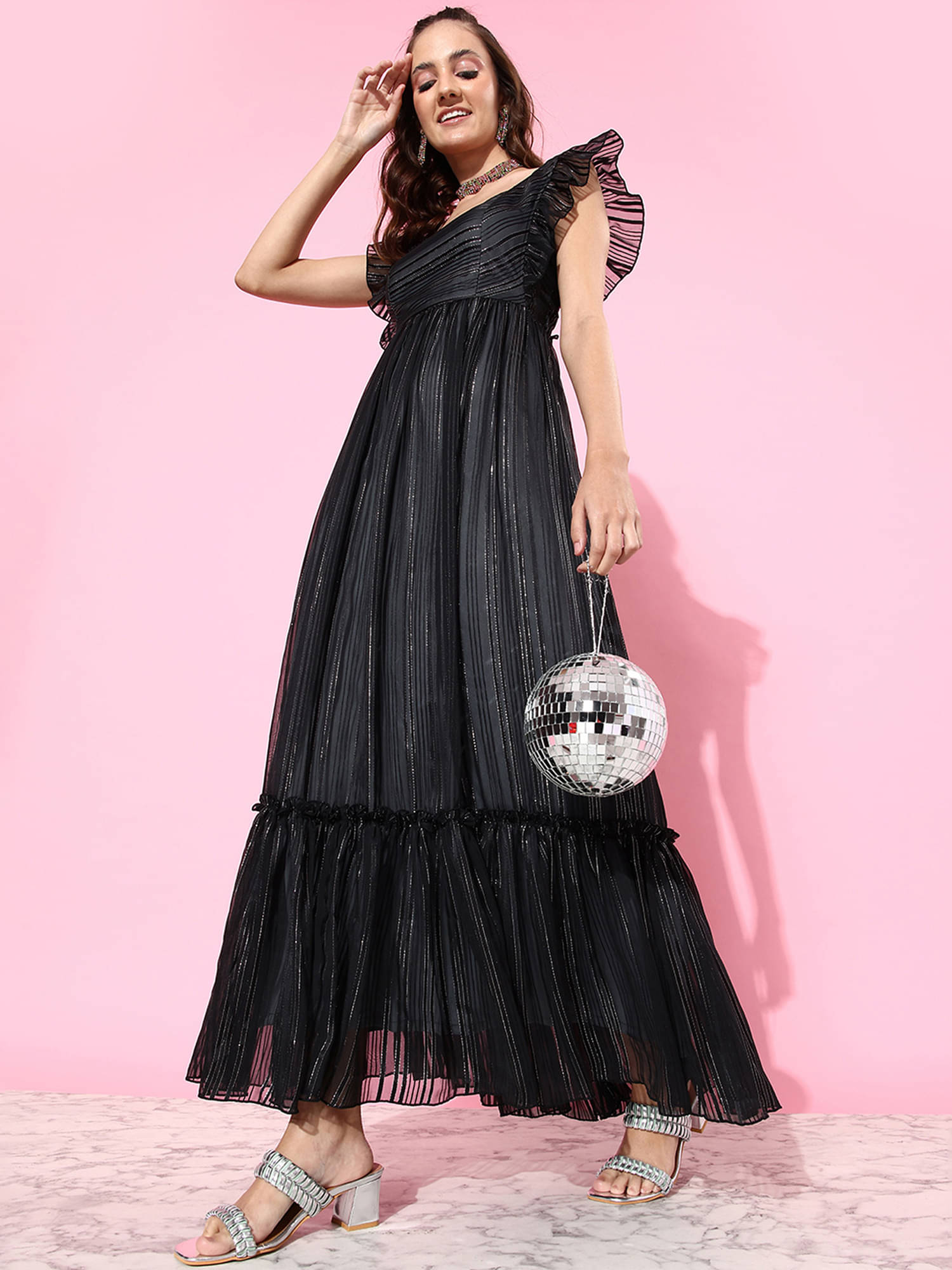 Miss Chase Women Georgette Embellished Gown ( Black ) Miss Chase Women Georgette Embellished Gown ( Black )