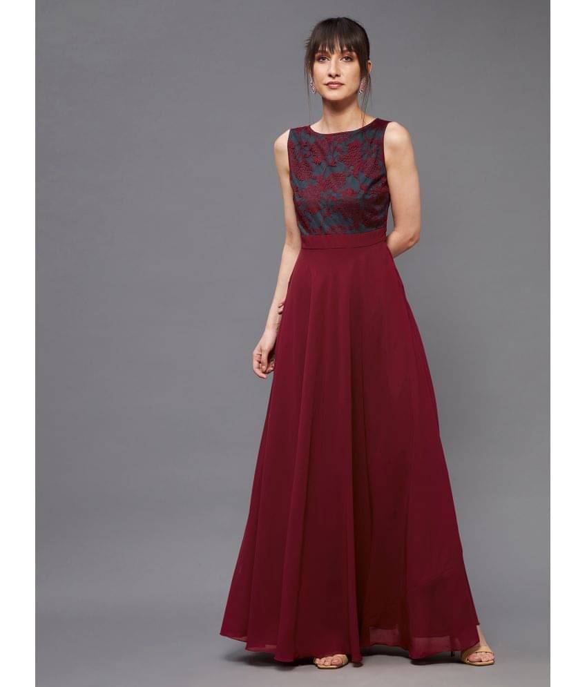     			Miss Chase Women Georgette Printed Gown ( Maroon )