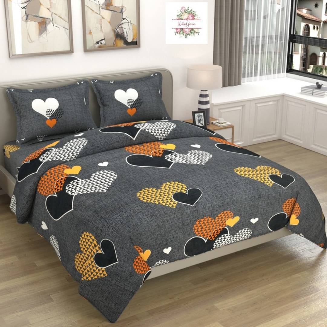 Neekshaa Glace Cotton 1 Double Bedsheet with 2 Pillow Covers ( Gray ) Neekshaa Glace Cotton 1 Double Bedsheet with 2 Pillow Covers ( Gray )