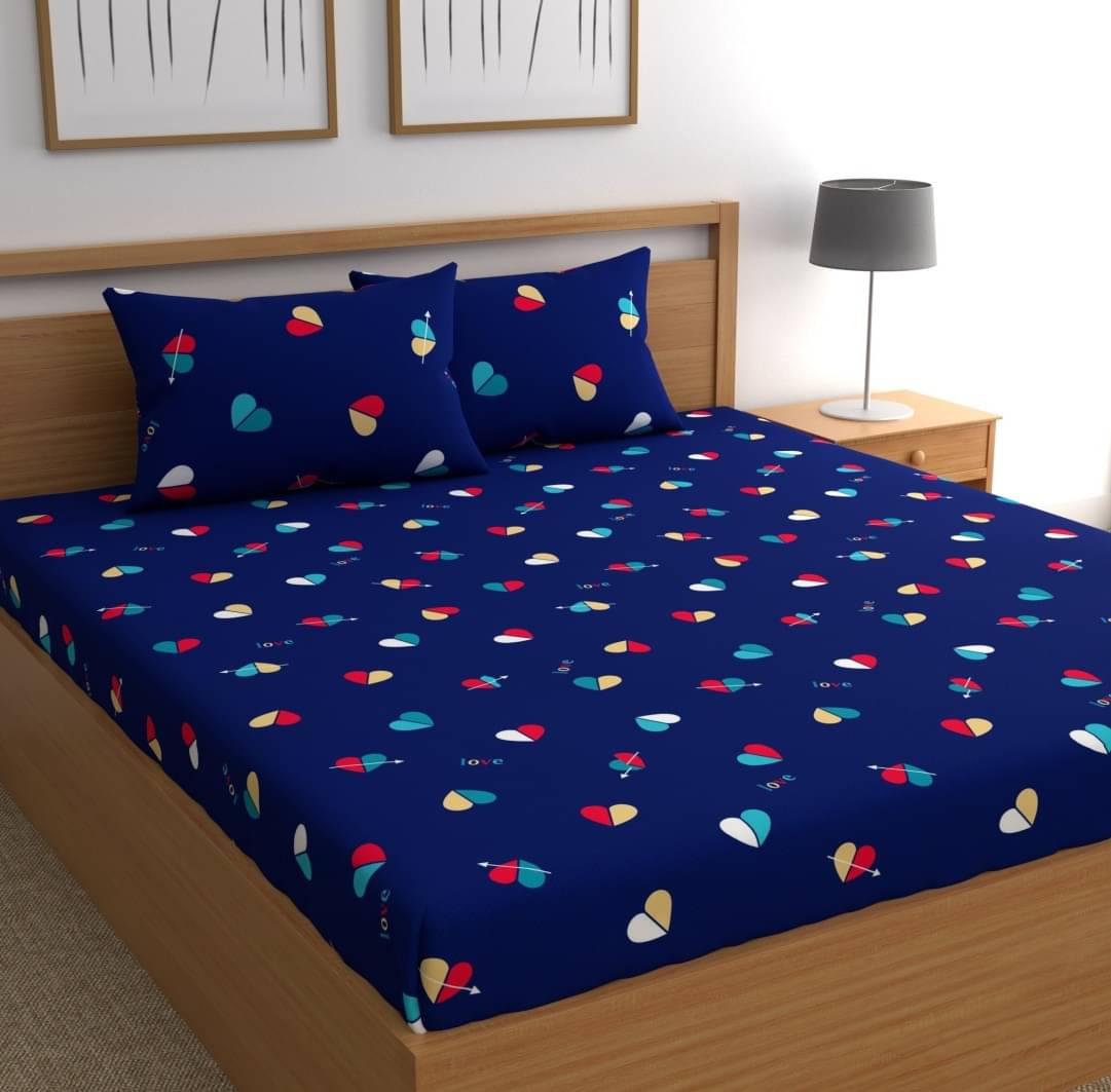 Neekshaa Glace Cotton 1 Double Bedsheet with 2 Pillow Covers ( Blue ) Neekshaa Glace Cotton 1 Double Bedsheet with 2 Pillow Covers ( Blue )