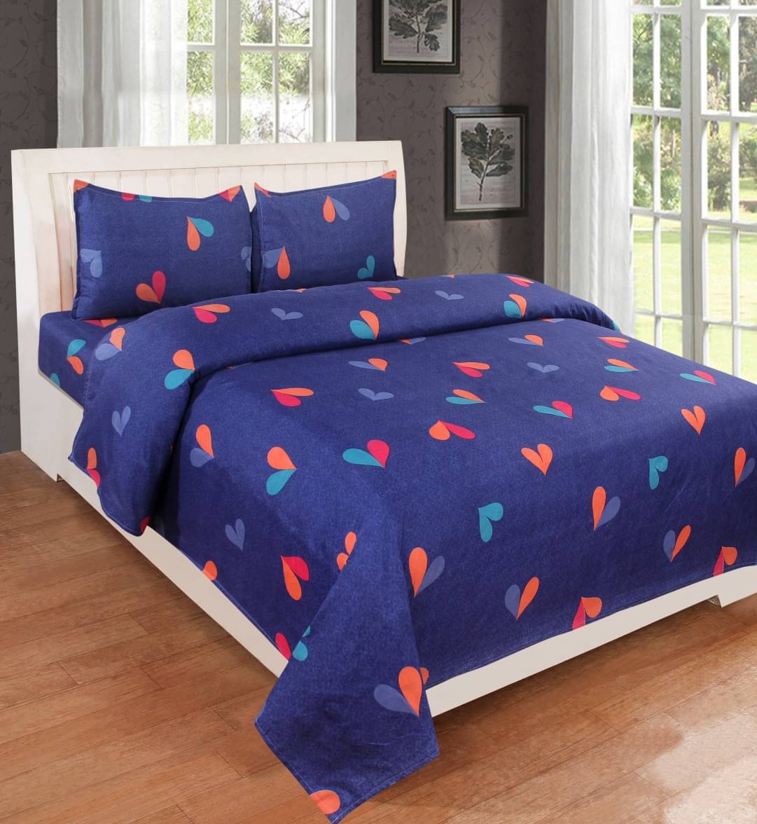 Neekshaa Glace Cotton 1 Double Bedsheet with 2 Pillow Covers ( Blue ) Neekshaa Glace Cotton 1 Double Bedsheet with 2 Pillow Covers ( Blue )