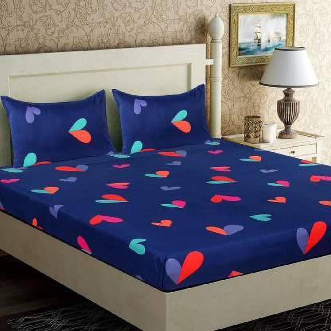     			Neekshaa Glace Cotton 1 Double Bedsheet with 2 Pillow Covers ( Blue )