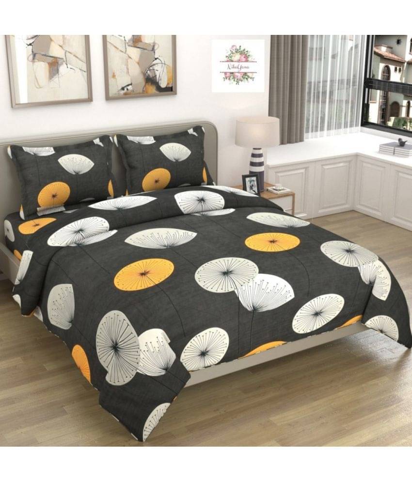     			Neekshaa Glace Cotton 1 Double Bedsheet with 2 Pillow Covers ( Gray )