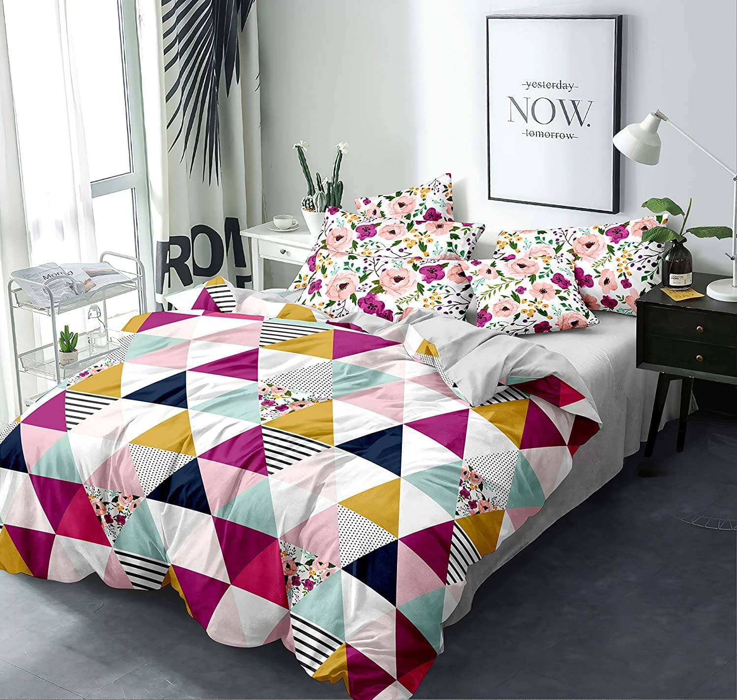     			Neekshaa Glace Cotton 1 Double Bedsheet with 2 Pillow Covers ( Multicolor )
