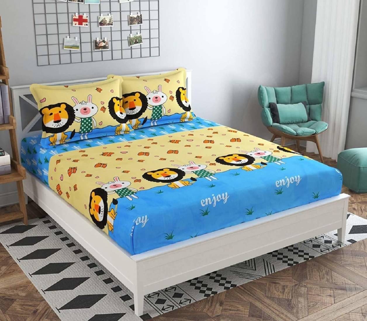 Neekshaa Glace Cotton 1 Double Bedsheet with 2 Pillow Covers ( Blue )     			Neekshaa Glace Cotton 1 Double Bedsheet with 2 Pillow Covers ( Blue )