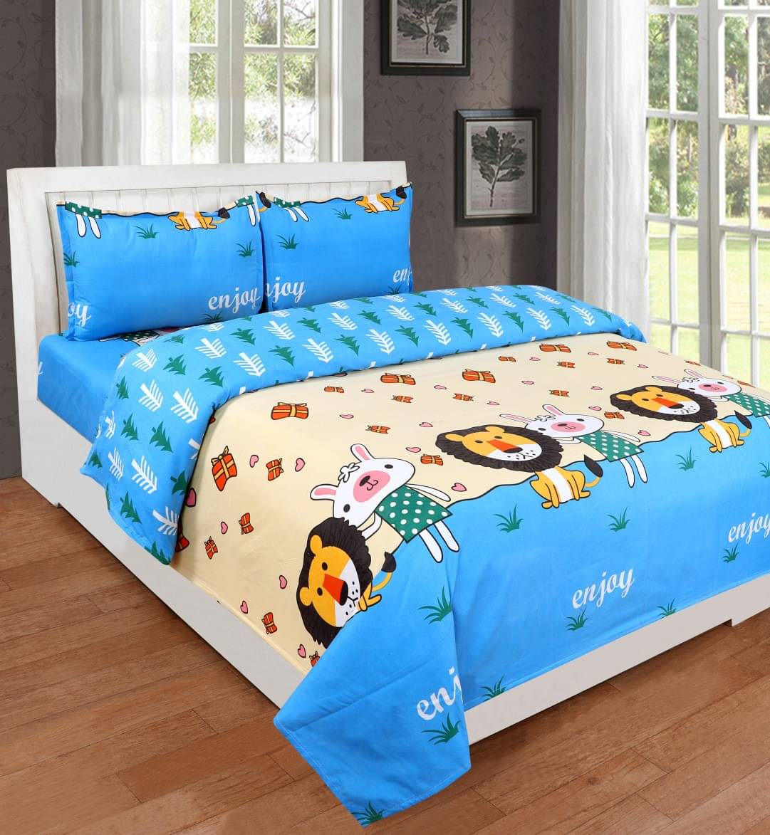 Neekshaa Glace Cotton 1 Double Bedsheet with 2 Pillow Covers ( Blue ) Neekshaa Glace Cotton 1 Double Bedsheet with 2 Pillow Covers ( Blue )
