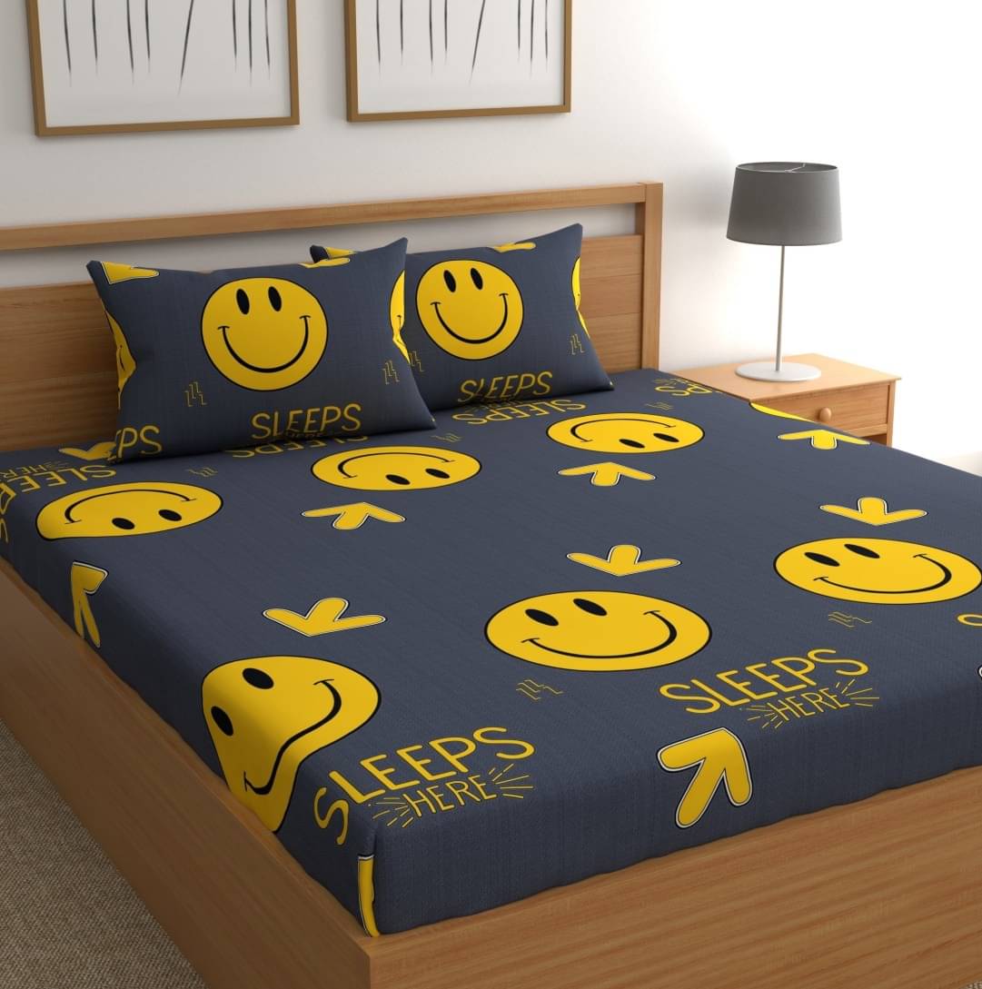     			Neekshaa Glace Cotton 1 Double Bedsheet with 2 Pillow Covers ( Black )