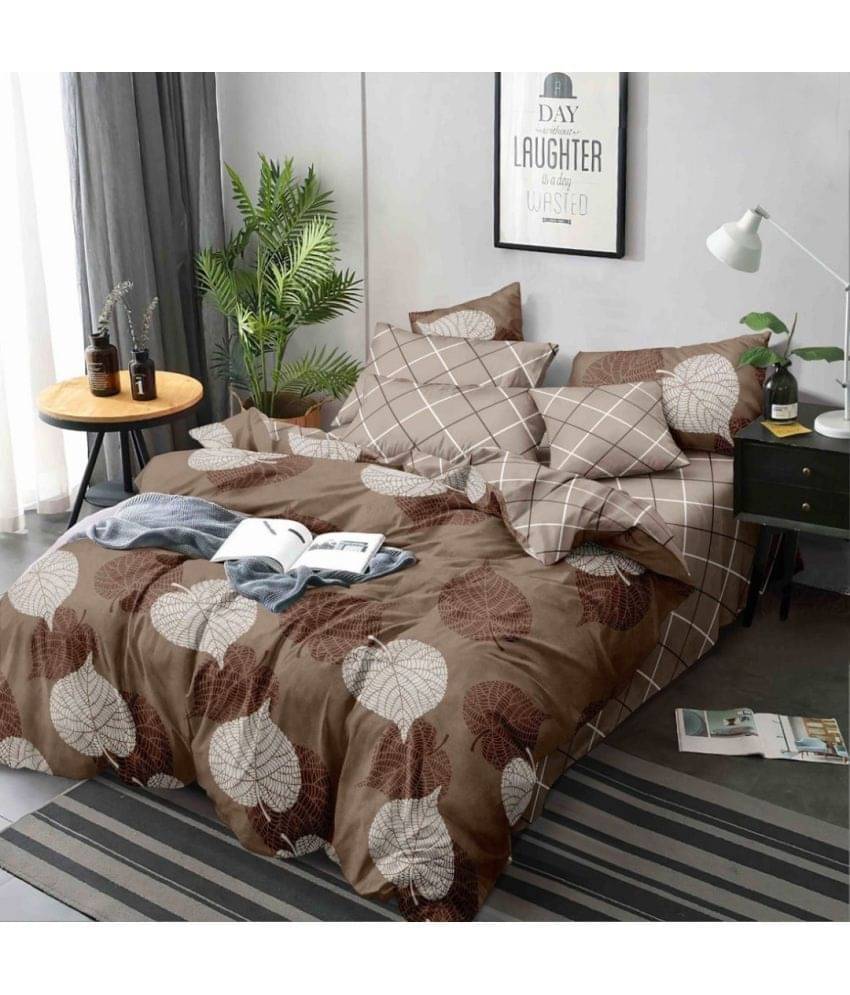 Neekshaa Glace Cotton 1 Double Bedsheet with 2 Pillow Covers ( Brown ) Neekshaa Glace Cotton 1 Double Bedsheet with 2 Pillow Covers ( Brown )