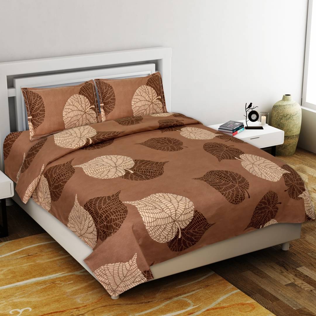 Neekshaa Glace Cotton 1 Double Bedsheet with 2 Pillow Covers ( Brown ) Neekshaa Glace Cotton 1 Double Bedsheet with 2 Pillow Covers ( Brown )