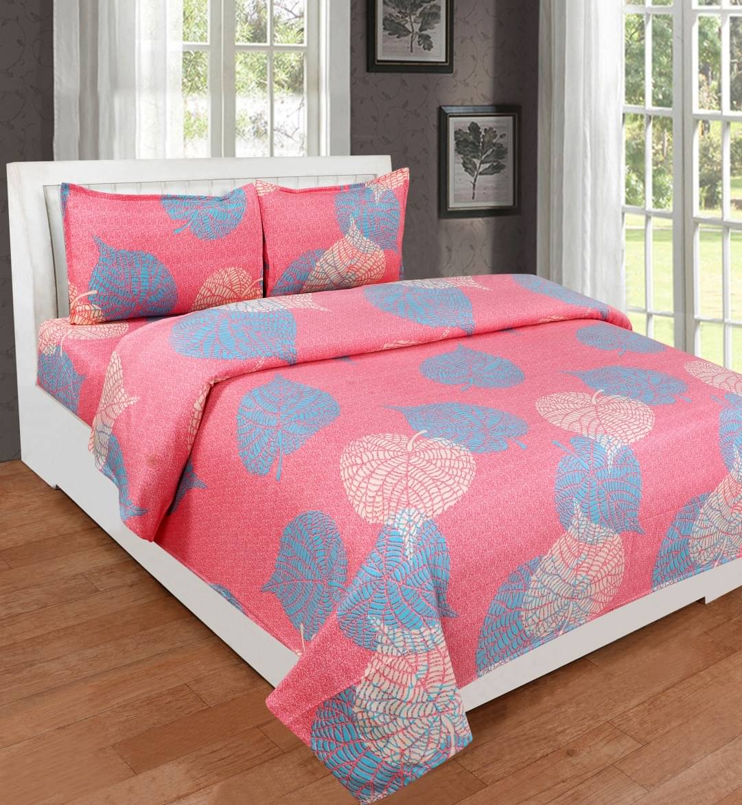     			Neekshaa Glace Cotton 1 Double Bedsheet with 2 Pillow Covers ( Pink )