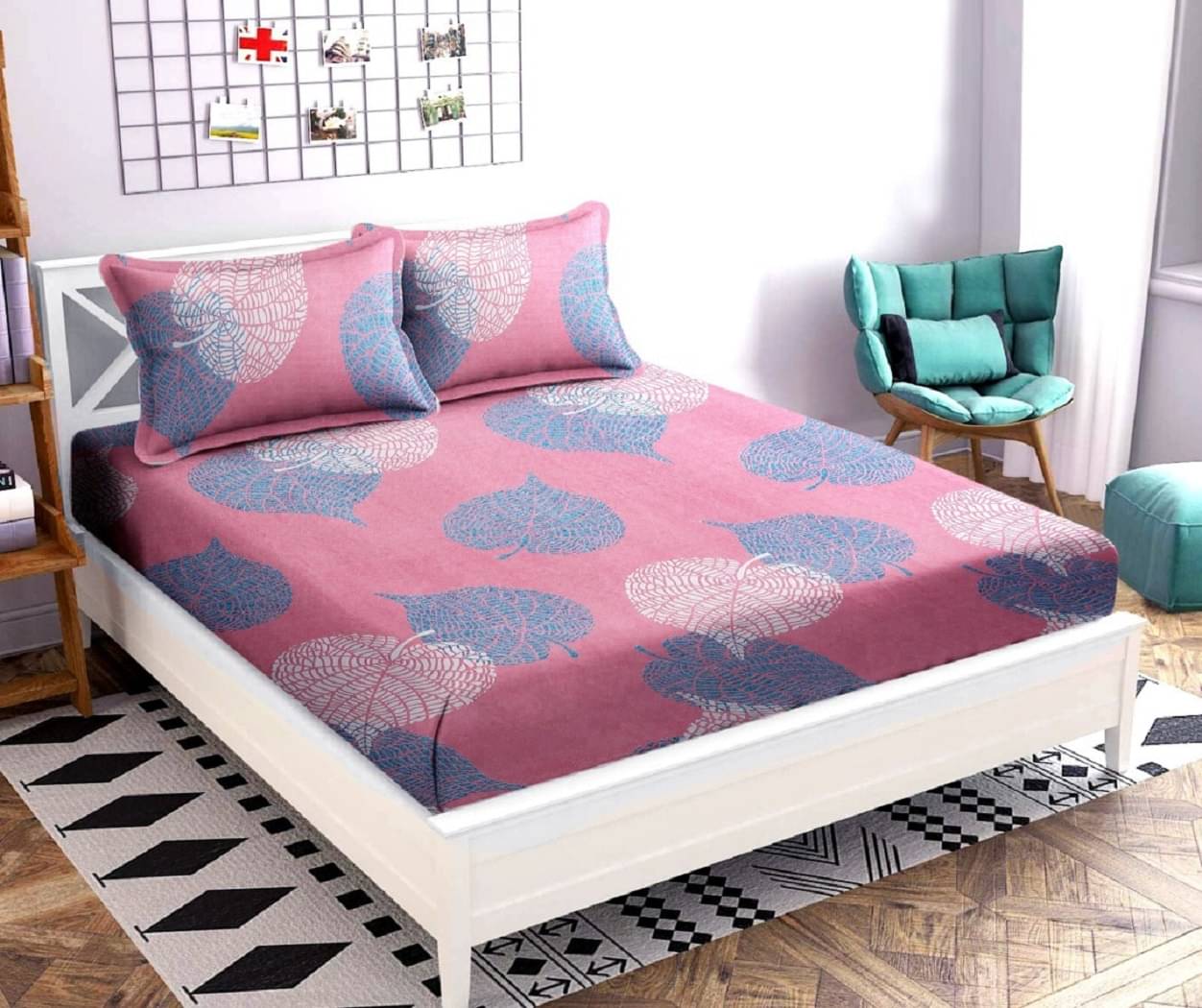     			Neekshaa Glace Cotton 1 Double Bedsheet with 2 Pillow Covers ( Pink )