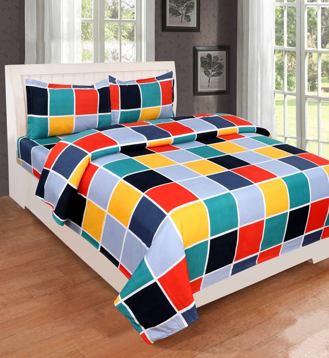 Neekshaa Glace Cotton 1 Double Bedsheet with 2 Pillow Covers ( Multicolor ) Neekshaa Glace Cotton 1 Double Bedsheet with 2 Pillow Covers ( Multicolor )