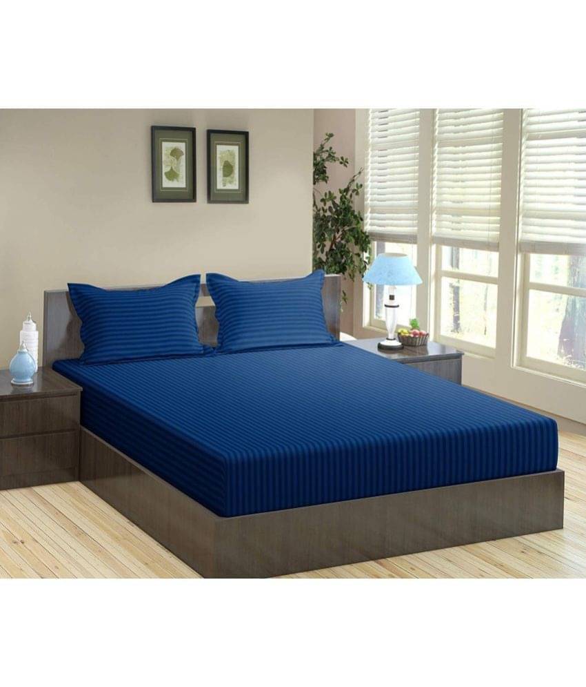    			Neekshaa Satin 1 Double Bedsheet with 2 Pillow Covers ( Blue )