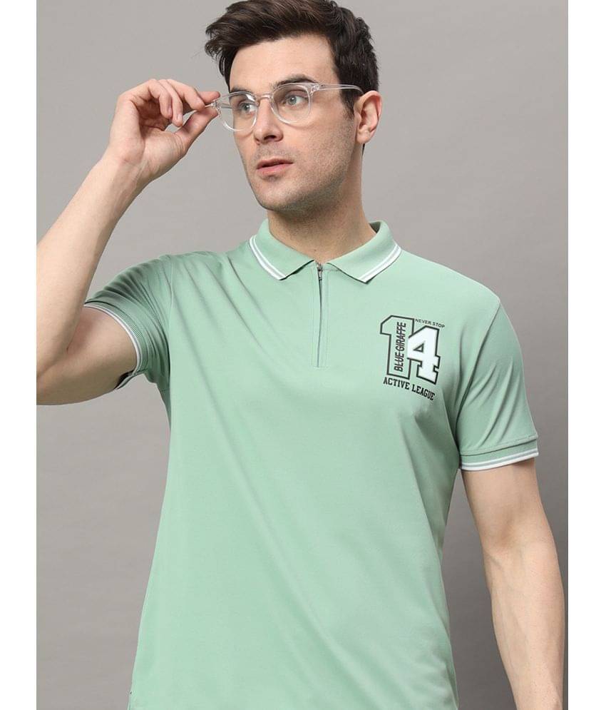     			RELANE Pack of 1 Cotton Blend Regular Fit Printed Half Sleeves Men's Polo T Shirt ( Sea Green )